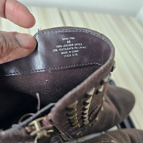 Lauren Ralph Lauren Brown Shaelynn Studded Suede Ankle Boots Size 8 - Picture 9 of 11